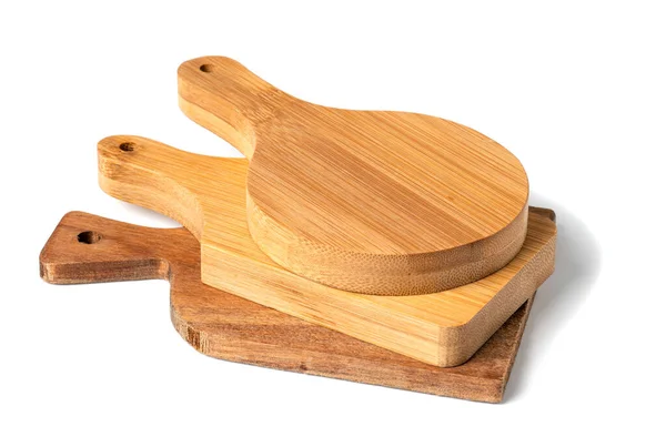 Tabla de cortar de madera con asas y agujero colgante. aislado — Foto de Stock