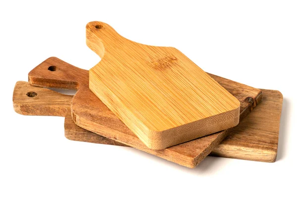 Tabla de cortar de madera con asas y agujero colgante. aislado —  Fotos de Stock