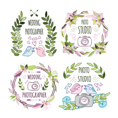 Bir logo fotoğraf oluşturmak için el çizilmiş elemanları