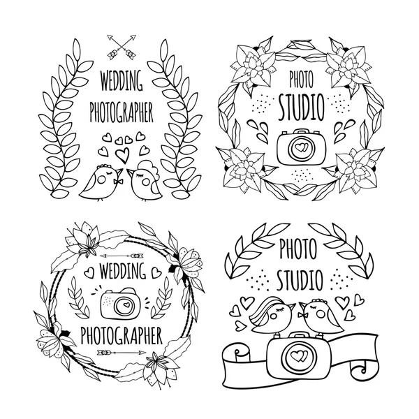 The hand drawn elements to create a logo photography — Stock Vector