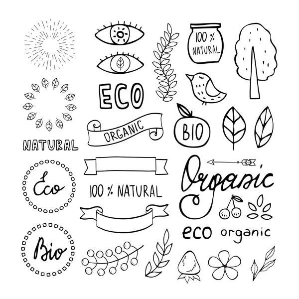 Elementos modernos dibujados a mano diseño orgánico — Vector de stock