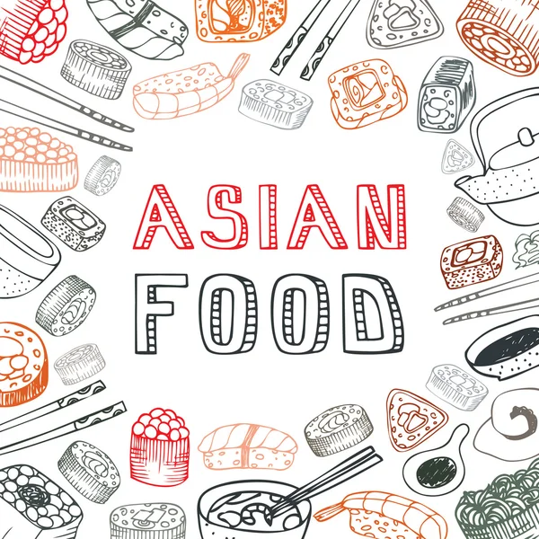 Asian food background — Stock Vector
