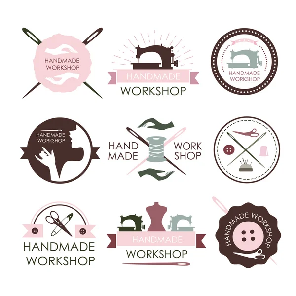 Handgemaakte workshop logo vintage — Stockvector