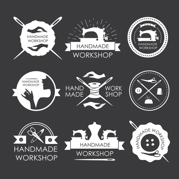 Handmade workshop logo vintage vector se — Stock Vector