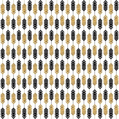 Seamless pattern with gold feathers
