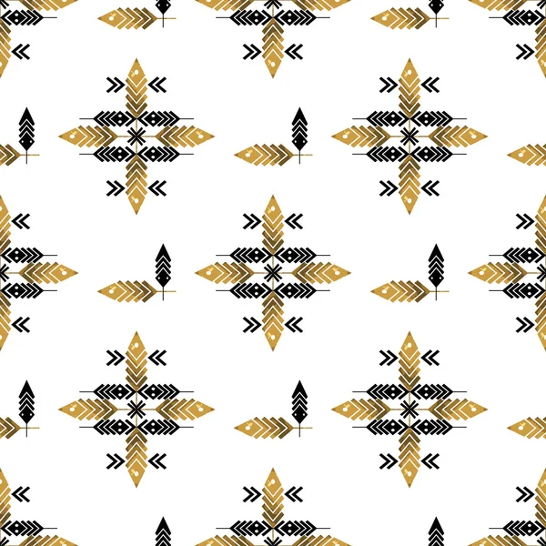 Seamless pattern with gold feathers — 스톡 벡터