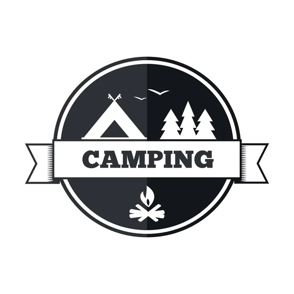 Desain logo kamping - Stok Vektor
