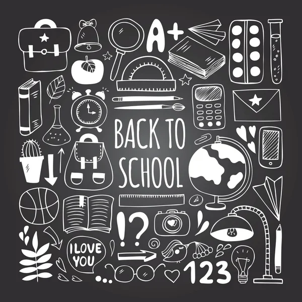 Back to school big doodles set — Stock Vector