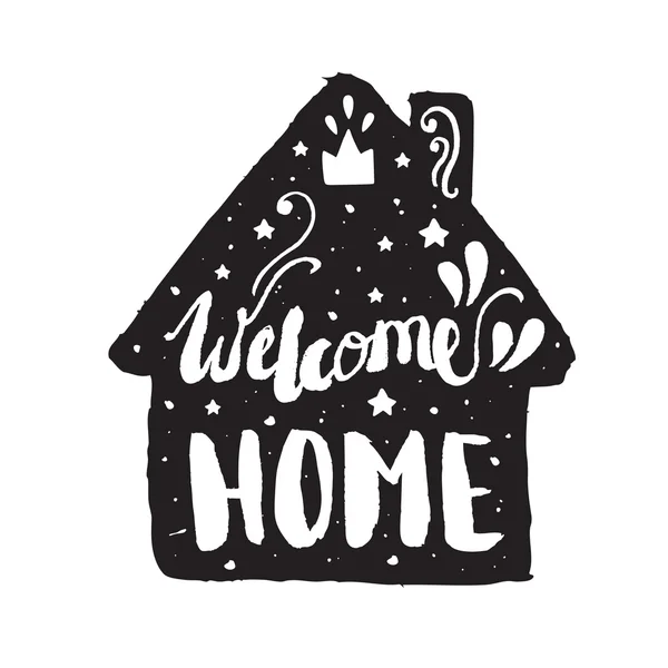 Welcome home modern lettering poster — Stock Vector