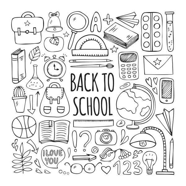 Back to school big doodles set — Stock Vector