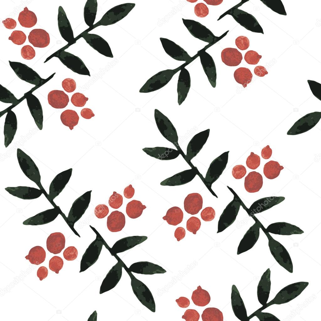 watercolor seamless pattern ashberry