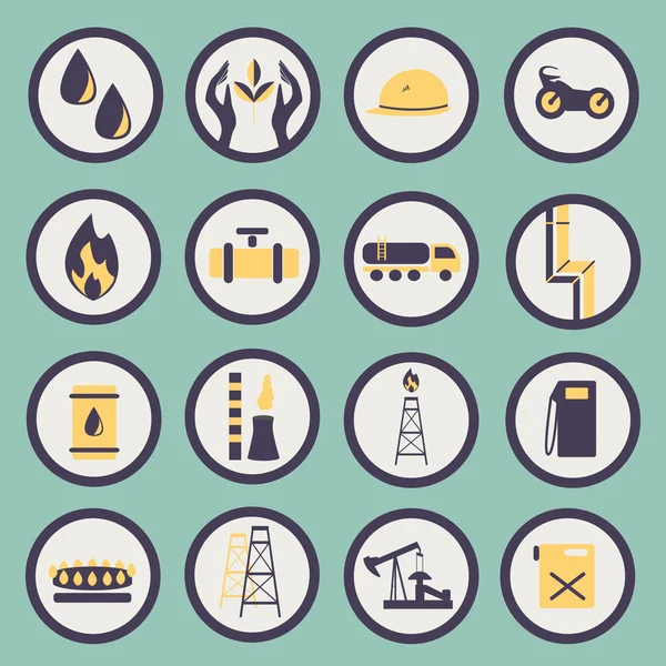 Conjunto de iconos de la industria del gas y el petróleo — Vector de stock