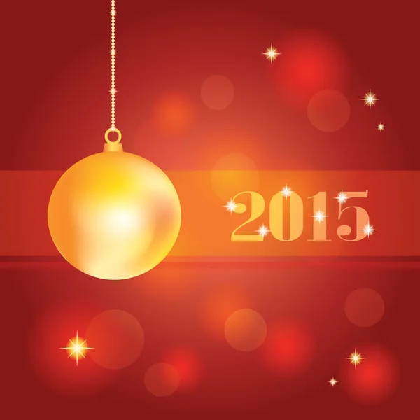 Golden Christmas ball on abstract red background — Wektor stockowy