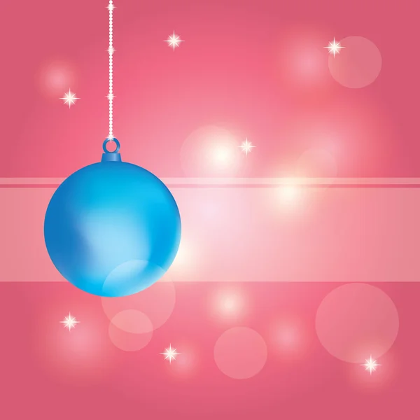 Blue Christmas ball on abstract pink background — Stock Vector