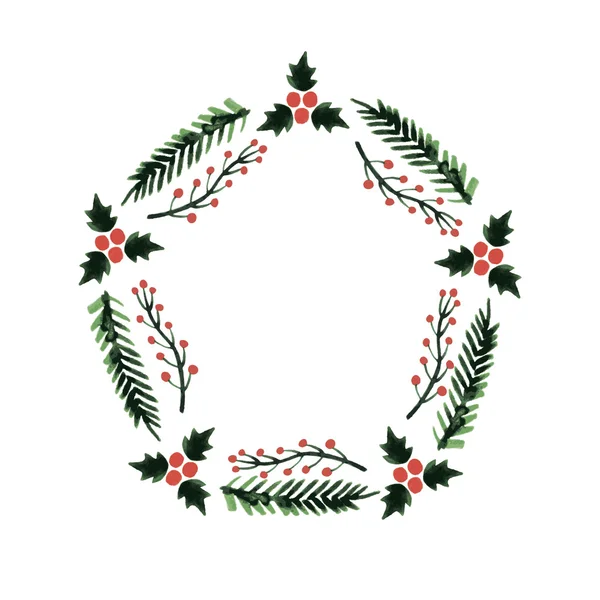 Рождественская рама, новогодний венок — стоковый вектор