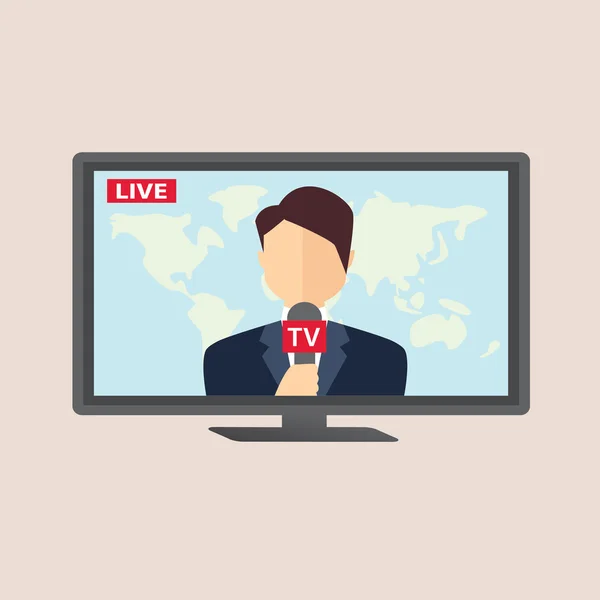 Repórter profissional de notícias em transmissão ao vivo —  Vetores de Stock