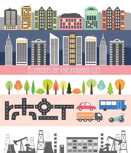 Diferentes elementos de la ciudad para crear tu propio mapa . — Archivo Imágenes Vectoriales