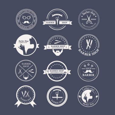 Mükemmel bir set Kuaför ve saç kesimi logolar