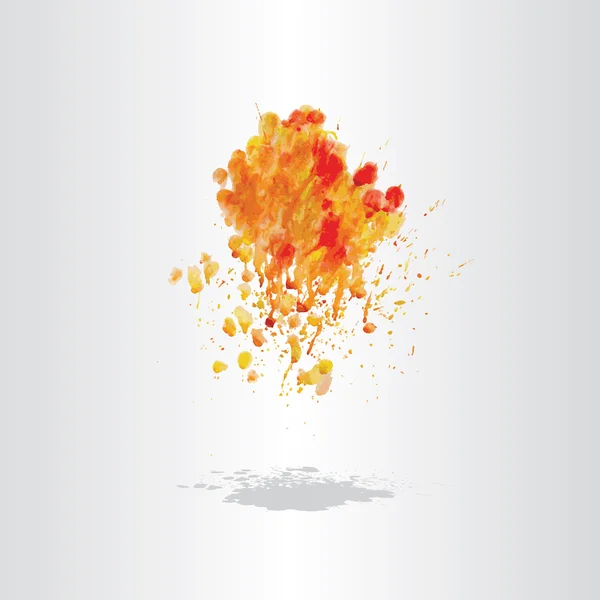 Aquarel splash vlek met druppels en splatter — Stockvector