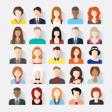 Big set of avatars profile pictures flat icons clipart
