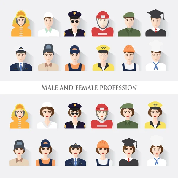 Male and female profession — Stock Vector