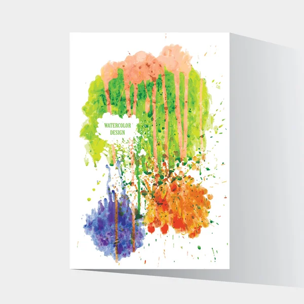 Watercolor splash blot with drops and splatter — Stock Vector