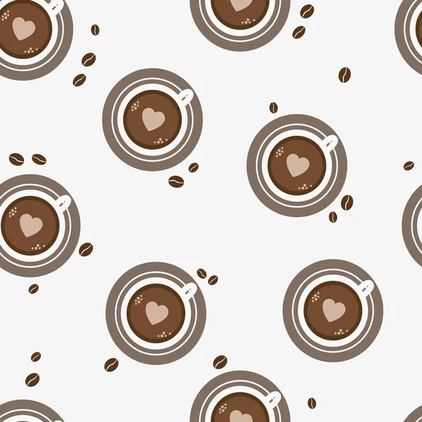 甘いの背景色。コーヒー豆とカップのシームレス パターン — ストックベクタ
