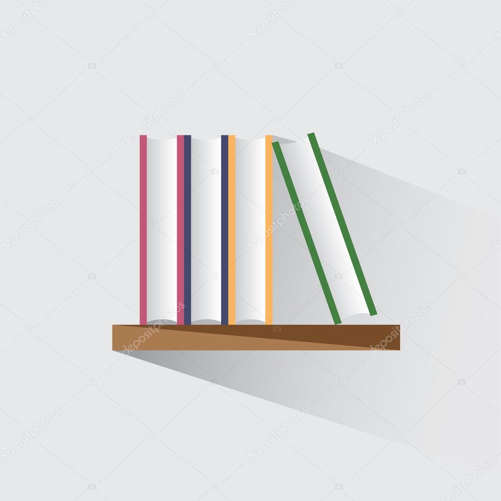 Vector illustration of books on the shelf