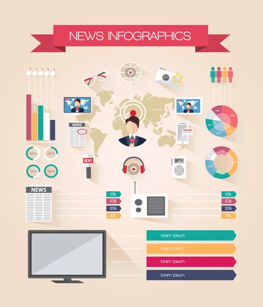 Infographics live news — Stock Vector