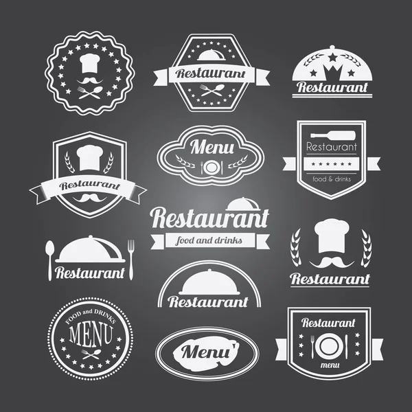 Retro Restaurant Vintage Insignien oder Logos Set — Stockvektor