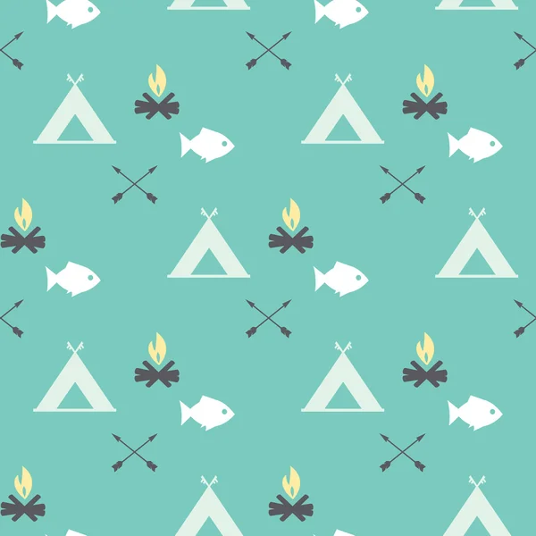 Cute seamless pattern camping — Stock Vector