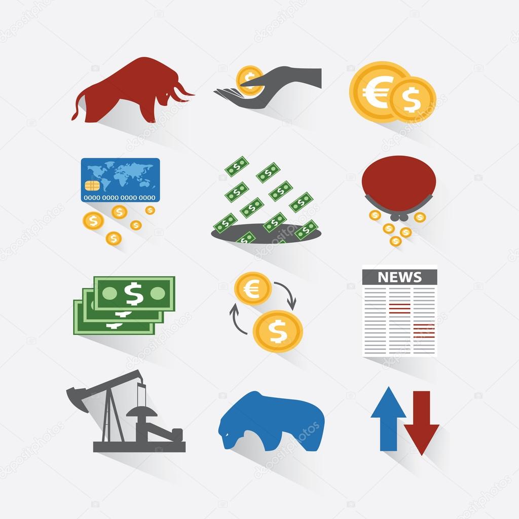 Set business and finance stock exchange icons