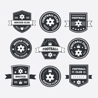 Futbol ya da futbol Amblemler, etiketleri ve rozetleri