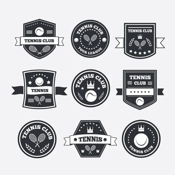 Tennis emblèmes vintage sportifs, bannières d'étiquettes ou logo — Image vectorielle