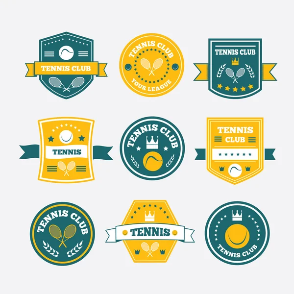 Tennis emblèmes vintage sportifs, bannières d'étiquettes ou logo — Image vectorielle