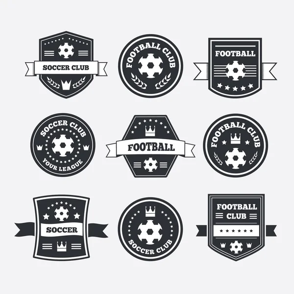 Set van voetbal of de voetbal emblemen, etiketten en badges — Stockvector