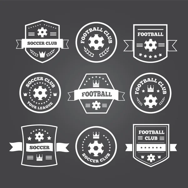 Set of football or soccer emblems, labels and badges — Stock Vector