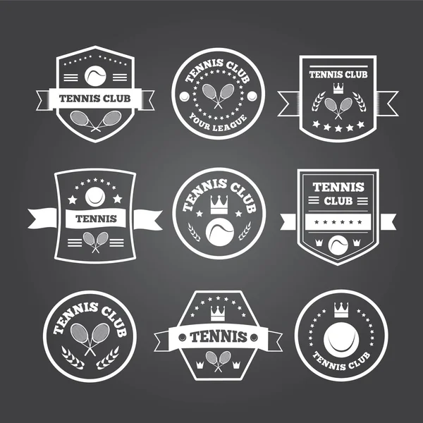 Tennis emblèmes vintage sportifs, bannières d'étiquettes ou logo — Image vectorielle