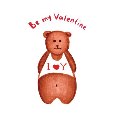 Sevgililer günü için güzel suluboya kartpostal 