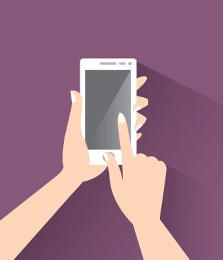 Boş ekran akıllı telefon el dokunuyor
