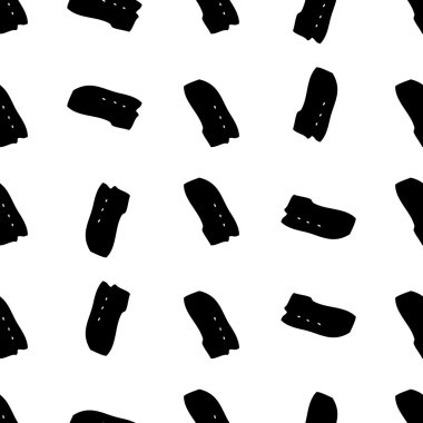 Hand drawn pattern with short brush strokes in black and white