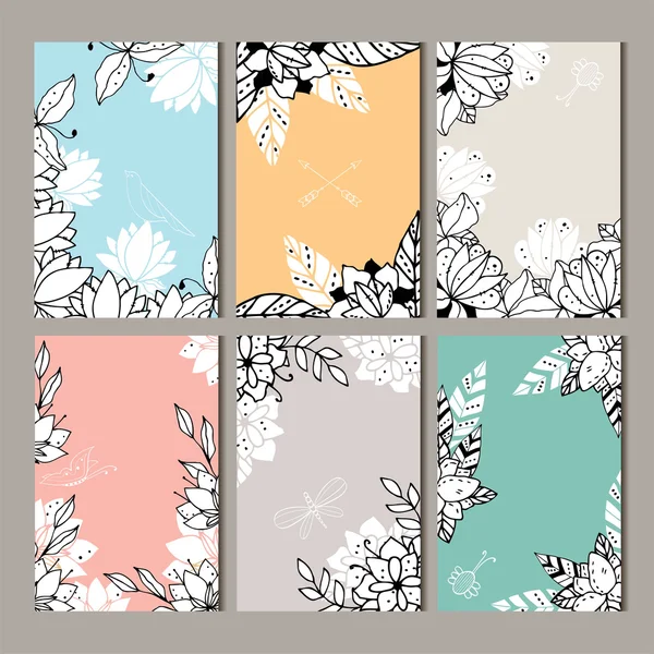 Ensemble de cartes florales vintage — Image vectorielle