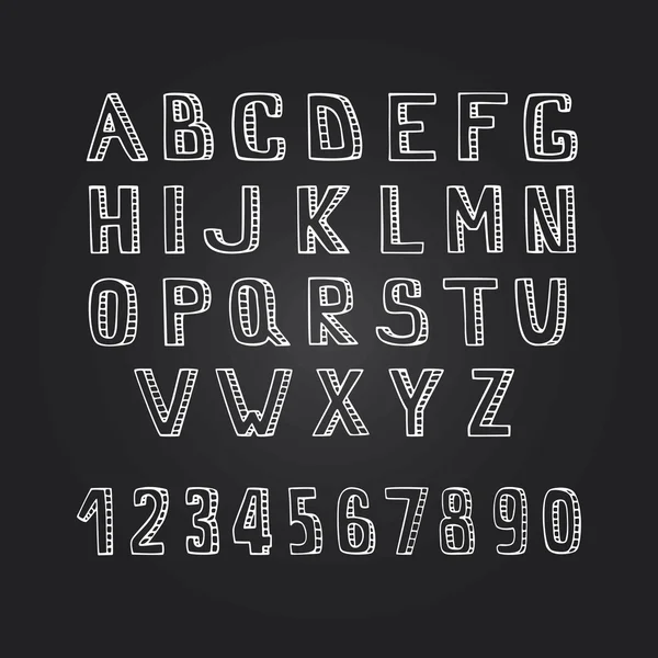 Handmade alphabet and numbers — ストックベクタ