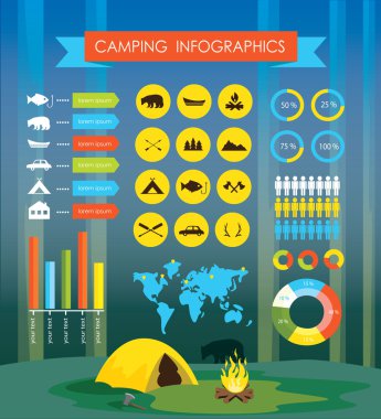 Açık havada infographics hiking kamp