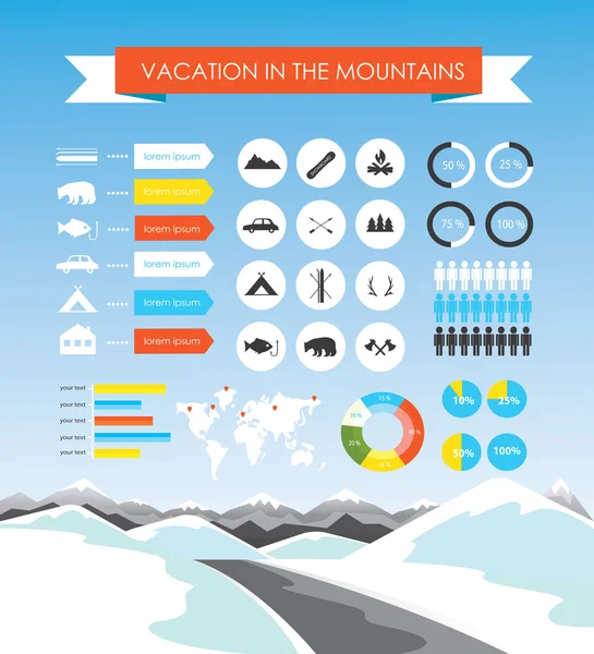 Vakantie in de bergen infographics — Stockvector