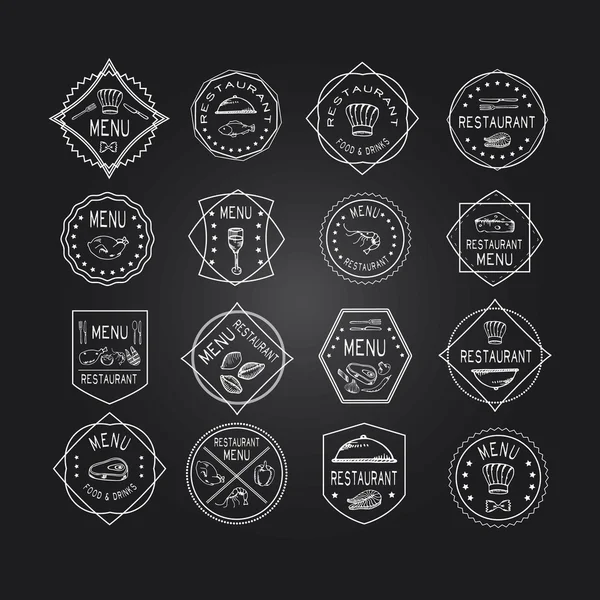 Vintage set of restaurant signs, symbols, logo elements and icon — Stock Vector