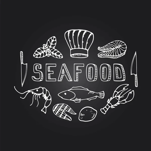 Menú restaurante de comida de mar — Vector de stock