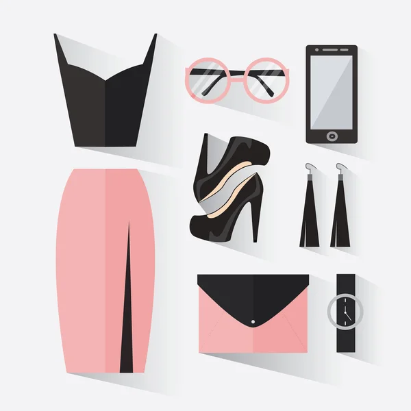 Conjunto de ropa mujer — Vector de stock