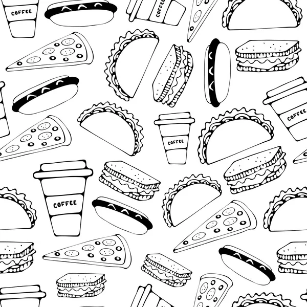 Fast food seamless pattern — Stock Vector