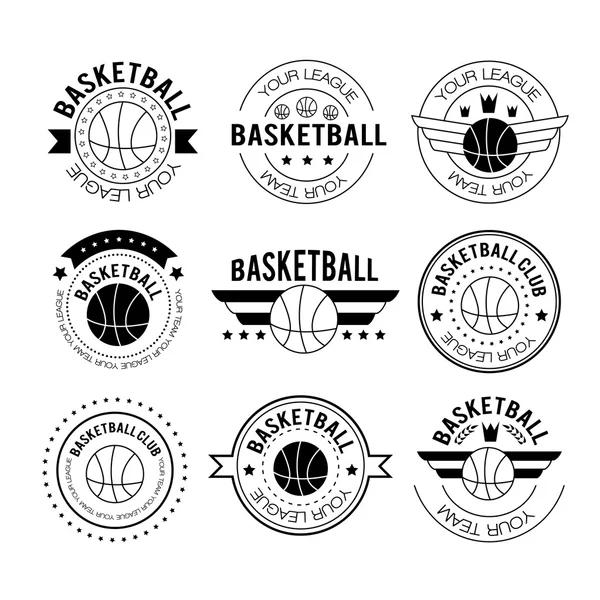 Basketballlogos im linearen Stil — Stockvektor